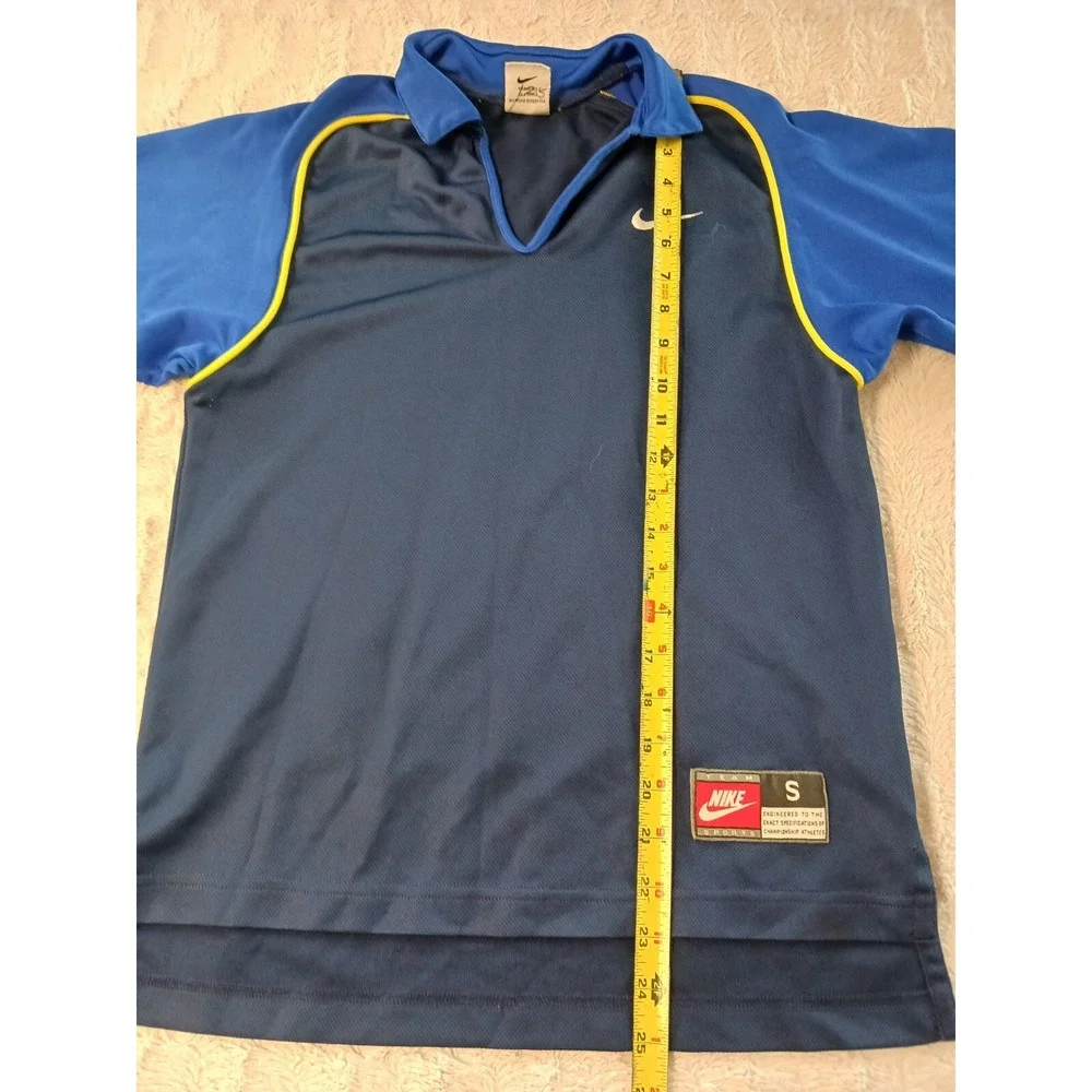 Vintage Nike Team Sports V Neck Polo Shirt Mens Small Blue Golf Rugby Soccer 90s